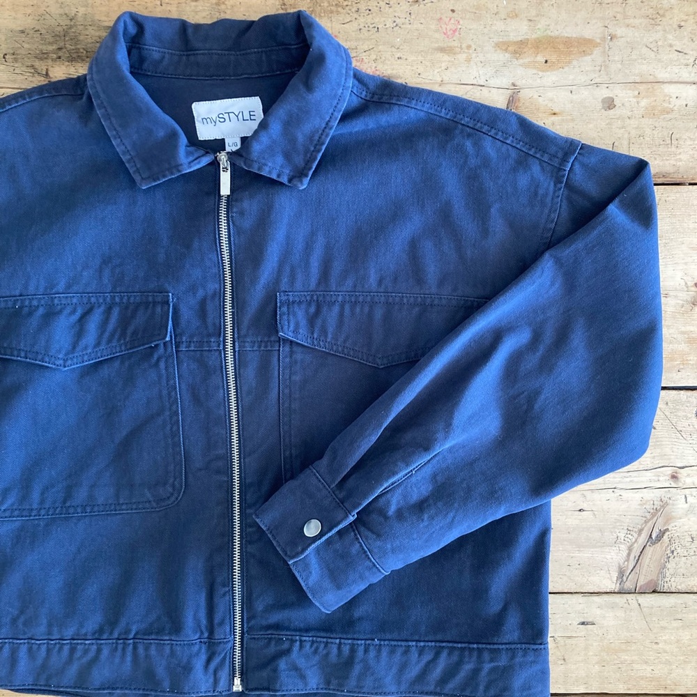 Utility jacket size Large, 100% cotton, color navy